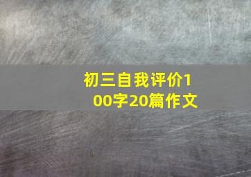 初三自我评价100字20篇作文