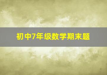 初中7年级数学期末题