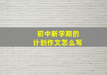 初中新学期的计划作文怎么写