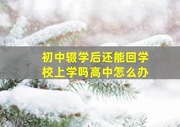 初中辍学后还能回学校上学吗高中怎么办