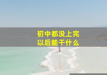 初中都没上完以后能干什么