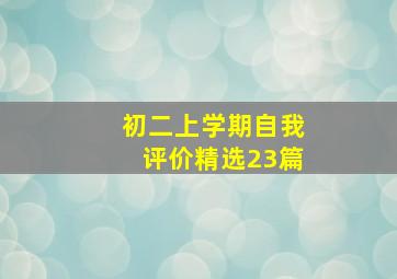 初二上学期自我评价精选23篇