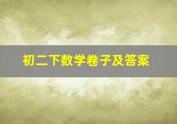 初二下数学卷子及答案