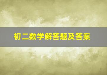 初二数学解答题及答案