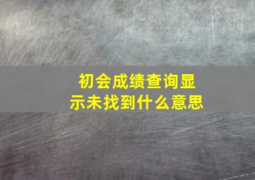 初会成绩查询显示未找到什么意思