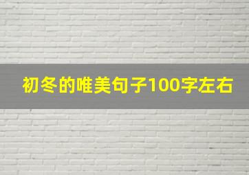 初冬的唯美句子100字左右