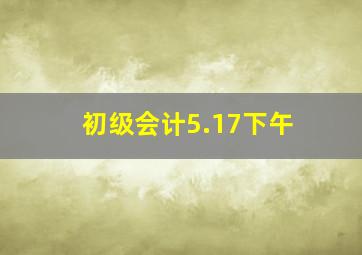 初级会计5.17下午