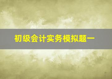 初级会计实务模拟题一