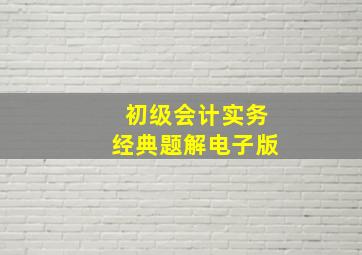 初级会计实务经典题解电子版