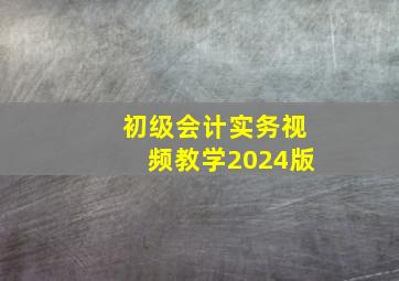 初级会计实务视频教学2024版