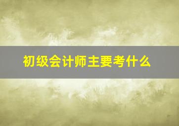 初级会计师主要考什么