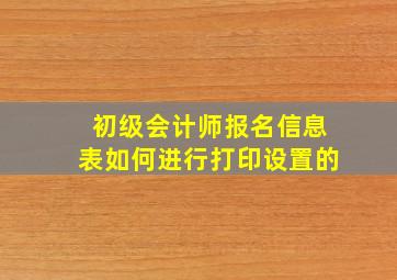 初级会计师报名信息表如何进行打印设置的