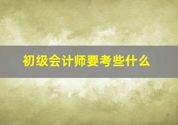 初级会计师要考些什么