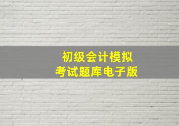 初级会计模拟考试题库电子版