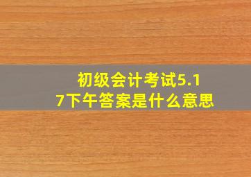 初级会计考试5.17下午答案是什么意思