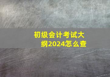 初级会计考试大纲2024怎么查