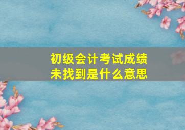 初级会计考试成绩未找到是什么意思