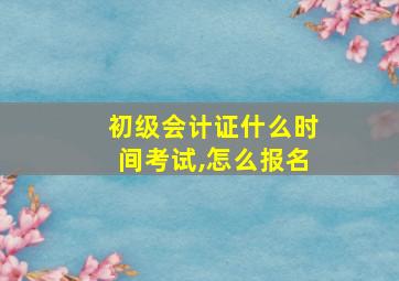 初级会计证什么时间考试,怎么报名