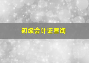 初级会计证查询