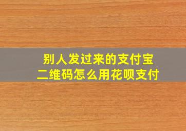 别人发过来的支付宝二维码怎么用花呗支付