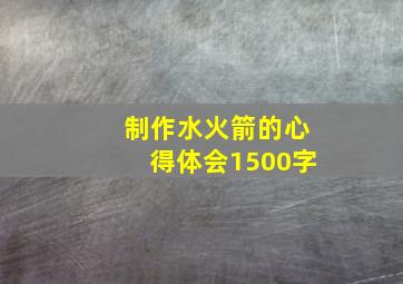 制作水火箭的心得体会1500字