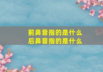 前鼻音指的是什么后鼻音指的是什么