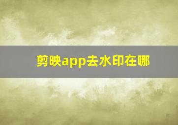 剪映app去水印在哪