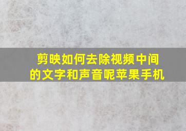 剪映如何去除视频中间的文字和声音呢苹果手机