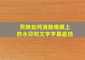 剪映如何消除视频上的水印和文字字幕遮挡