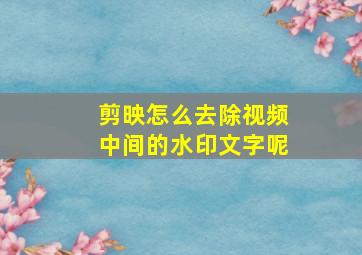 剪映怎么去除视频中间的水印文字呢