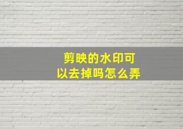 剪映的水印可以去掉吗怎么弄