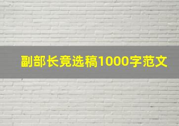 副部长竞选稿1000字范文