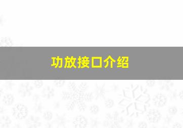 功放接口介绍