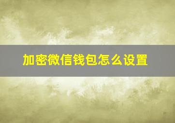 加密微信钱包怎么设置