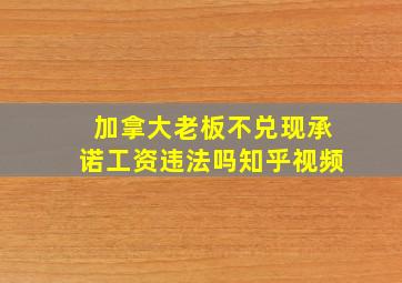 加拿大老板不兑现承诺工资违法吗知乎视频