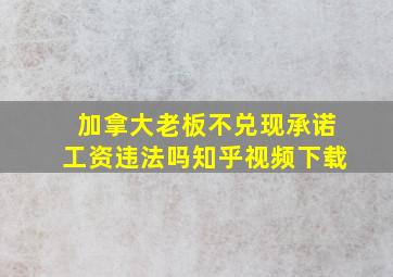 加拿大老板不兑现承诺工资违法吗知乎视频下载