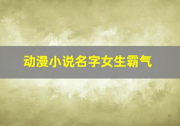 动漫小说名字女生霸气