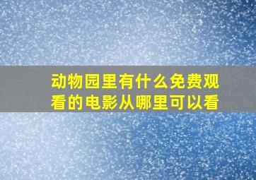 动物园里有什么免费观看的电影从哪里可以看