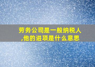 劳务公司是一般纳税人,他的进项是什么意思