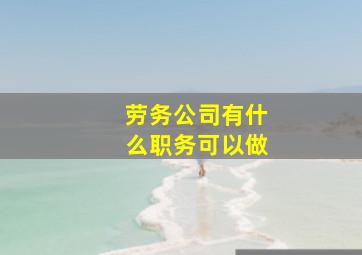 劳务公司有什么职务可以做