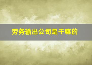 劳务输出公司是干嘛的