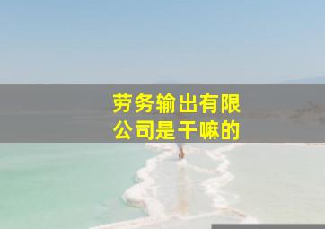 劳务输出有限公司是干嘛的