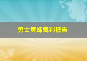 勇士黄蜂裁判报告