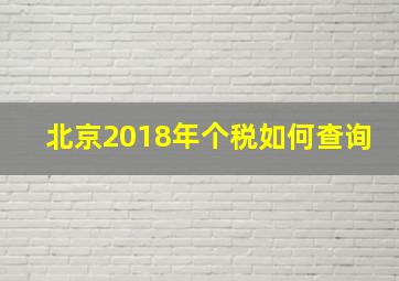 北京2018年个税如何查询