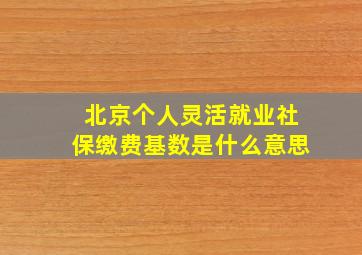 北京个人灵活就业社保缴费基数是什么意思