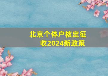 北京个体户核定征收2024新政策