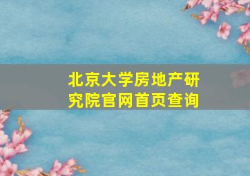 北京大学房地产研究院官网首页查询