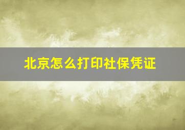 北京怎么打印社保凭证