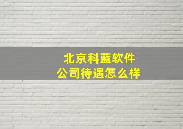 北京科蓝软件公司待遇怎么样