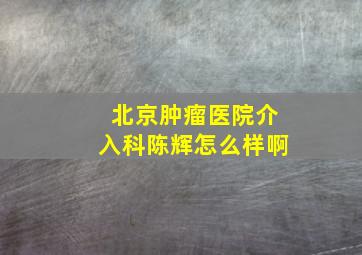 北京肿瘤医院介入科陈辉怎么样啊